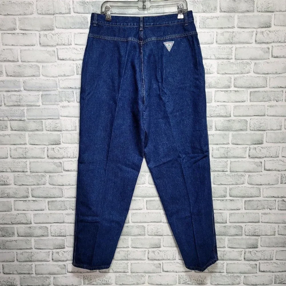 Vintage 80s Palmettos Womens 34X30 Dark Wash Denim High‎ Waist Mom Jeans
